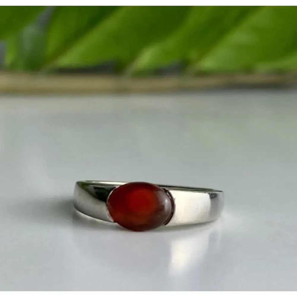 Vintage 925 Sterling Silver Agate Ring Size 7.25